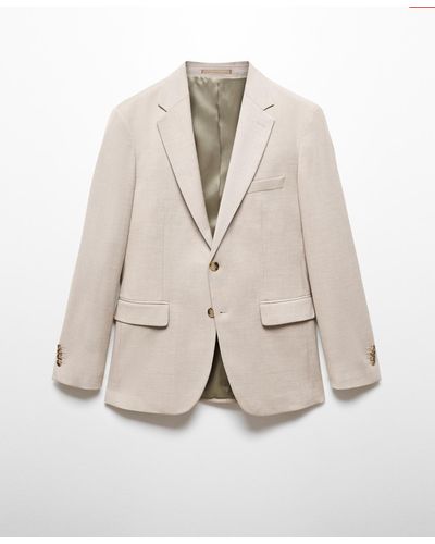 Mango Stretch Fabric Slim-fit Suit Blazer - Natural