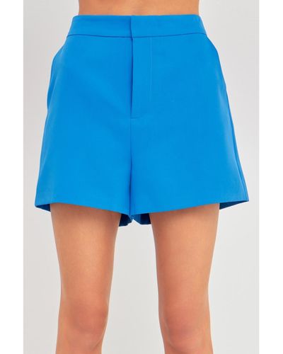 Endless Rose High Waisted Suited Shorts - Blue