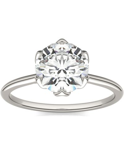 Charles & Colvard Moissanite Round Solitaire Ring (1-9/10 Carat Total Weight Diamond Equivalent - White