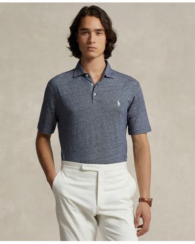 Polo Ralph Lauren Classic-fit Cotton-linen Mesh Polo Shirt - Blue