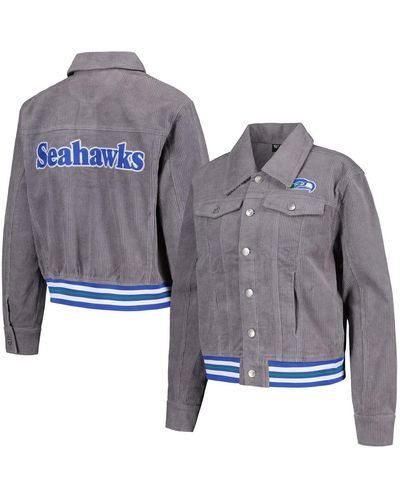 The Wild Collective Seattle Seahawks Corduroy Button-up Jacket - Gray