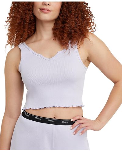 Hanes Originals Cozywear Cropped Ribbed Tank Top Og117 - White