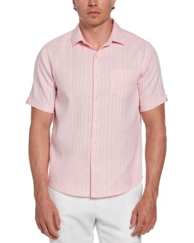 Cubavera Dobby Short Sleeve Button-front Striped Shirt - Multicolor