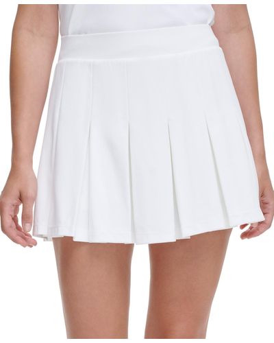 DKNY Sport Tech Pique Pleated Pull-on Skort - White