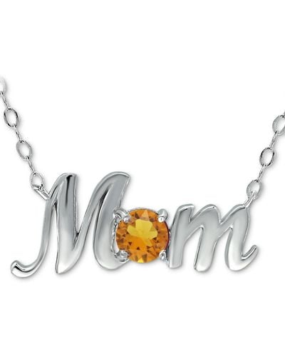 Giani Bernini Crystal Birth Month "mom" Pendant Necklace - Metallic