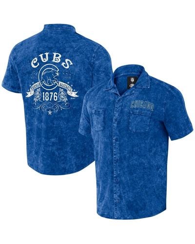 Fanatics Darius Rucker Collection By Distressed Chicago Cubs Denim Team Color Button-up Shirt - Blue