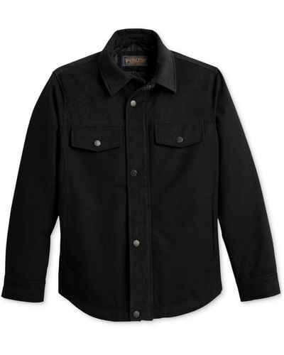 Pendleton Timberline Mixed-media Solid Water-resistant Shirt Jacket - Black