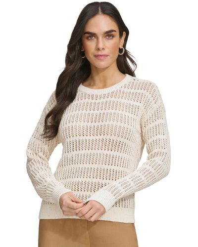 Calvin Klein Cotton Open-stitch Sweater - Natural