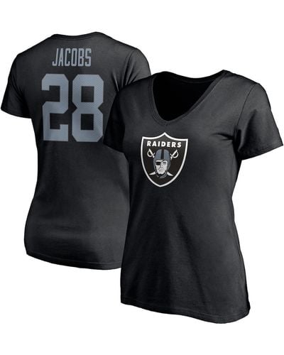 Fanatics Josh Jacobs Las Vegas Raiders Player Icon Name Number V-neck T-shirt - Black