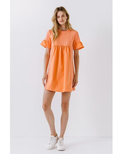 English Factory Solid Mini Dress - Orange