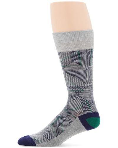 Perry Ellis Geometric Dress Socks - Gray