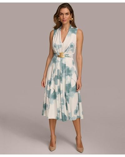 Donna Karan Printed Waist-wrap Midi Dress - Multicolor
