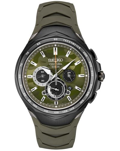 Seiko Solar Chronograph Coutura Silicone Bracelet Watch 45.5mm - Green