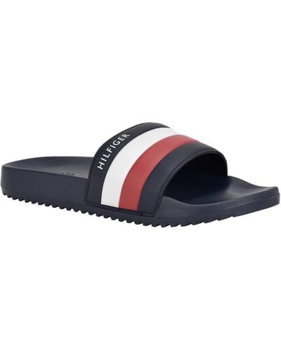 Tommy Hilfiger Rozi Global Stripe Branding Pool Slide Sandals - Blue