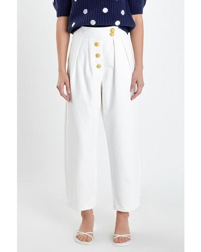 English Factory Cropped Denim Pants - White
