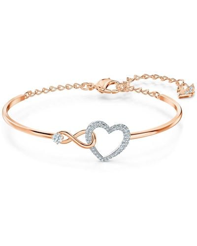 Swarovski Two-tone Heart & Infinity Symbol Bangle Bracelet - Multicolor