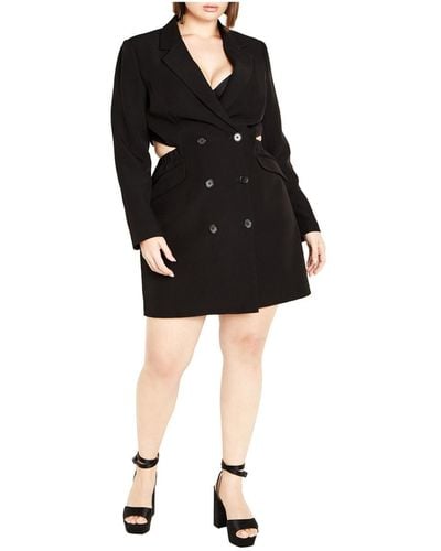 City Chic Plus Size Tuxedo Twyla Dress - Black