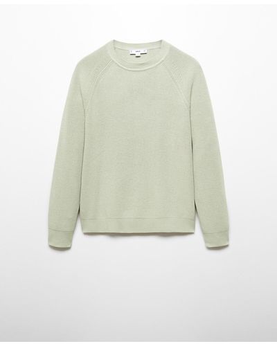 Mango Ribbed Round-neck Sweater - Green