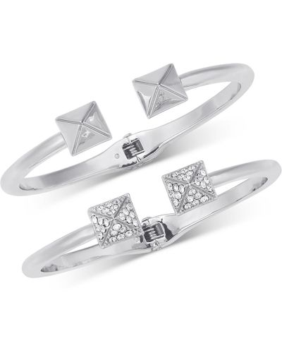 INC International Concepts 2-pc. Set Pave Square-tipped Cuff Bracelets - White