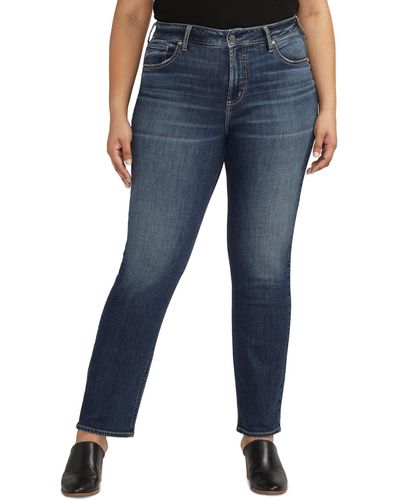 Silver Jeans Co. Plus Size Avery High-rise Curvy-fit Straight-leg Denim Jeans - Blue