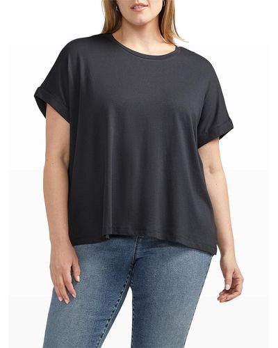 Jag Plus Size Drapey Luxe Short Sleeve T-shirt - Black