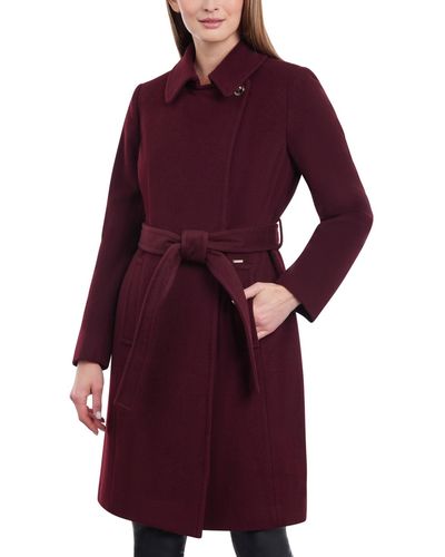Michael Kors Belted Notched-collar Wrap Coat - Purple