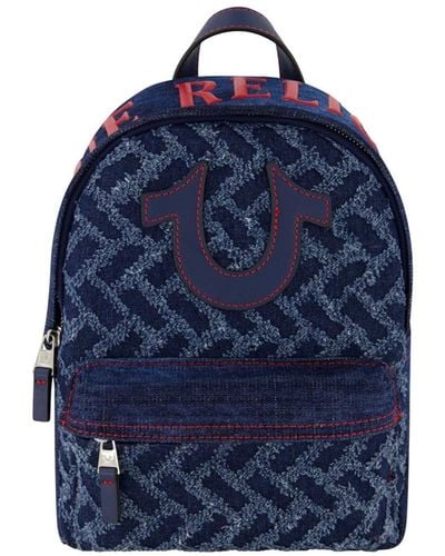 True Religion Mini Denim Logo Backpack - Blue