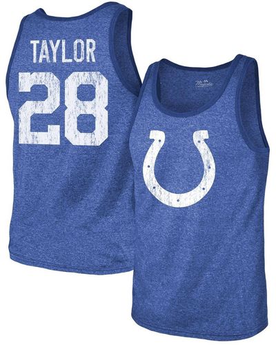 Majestic Threads Jonathan Taylor Indianapolis Colts Player Name And Number Tri-blend Tank Top - Blue