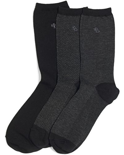 Lauren by Ralph Lauren Tweed Cotton Trouser 3 Pack Socks - Black