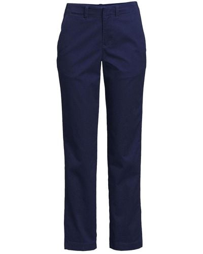 Lands' End Mid Rise Classic Straight Leg Chino Ankle Pants - Blue