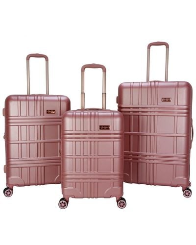 Jessica Simpson Jewel Plaid 3 Piece Hardside luggage Set - Pink