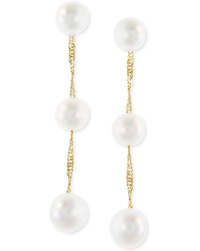 Effy Effy Cultured Freshwater Pearl Triple Drop Earrings - Metallic