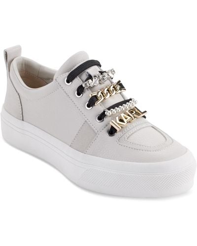 Karl Lagerfeld Gretel Slip-on Lace-up Embellished Sneakers - White