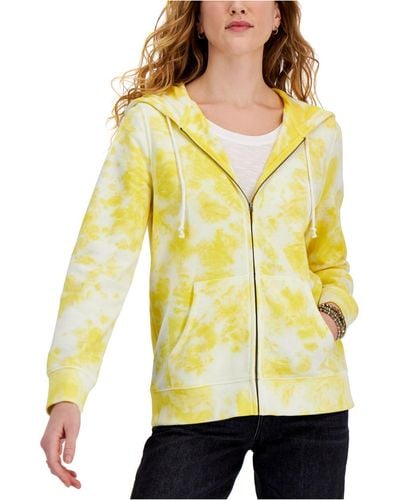 Style & Co. Printed Zip Hoodie, Created For Macy's - Yellow