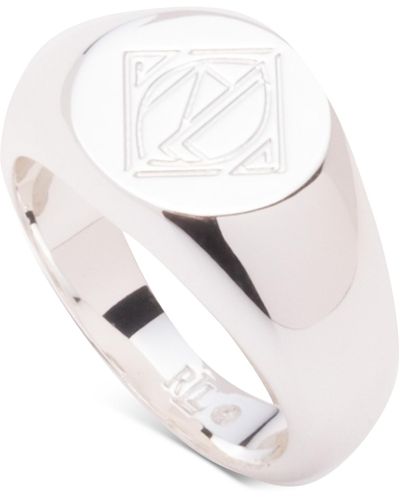 Lauren by Ralph Lauren Tone Deco Logo Ring - White