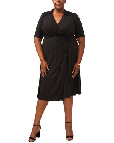 Msk Plus Size Glittered Wrap Dress - Black
