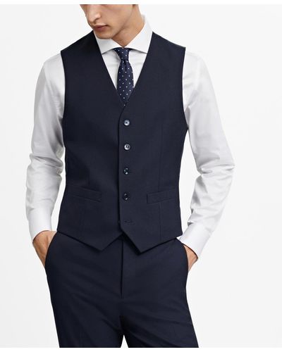 Mango Slim-fit Suit Vest - Blue