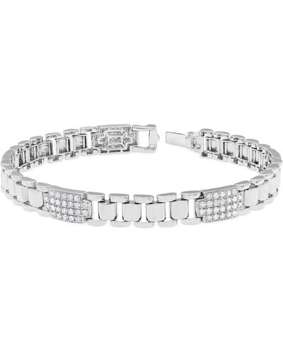 Macy's Diamond Cluster Wide Link Chain Bracelet (2 Ct. T.w. - Metallic