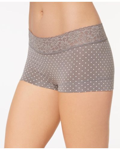 Maidenform Cotton Dream Lace Boyshort Underwear 40859 - Gray