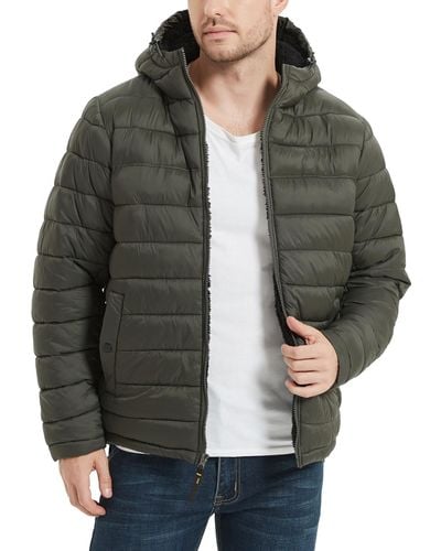 Hawke & Co. Sherpa Lined Hooded Puffer Jacket - Gray