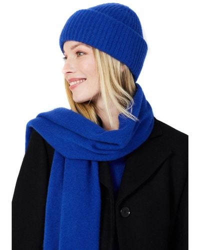 Style Republic 100% Pure Cashmere Chunky Knit Beanie - Blue