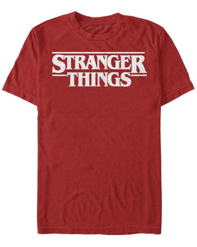 Fifth Sun Stranger Things Solid Logo Left Chest Short Sleeve T-shirt - Red