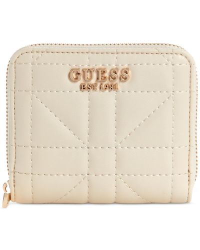 Guess Assia Slg Small Zip Around Wallet - Natural