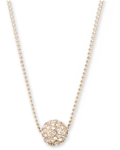 Givenchy Crystal Fireball Pendant Necklace 16" + 2" Extender - Metallic