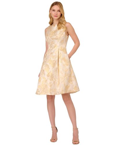 Adrianna Papell Floral Jacquard Fit & Flare Dress - Natural