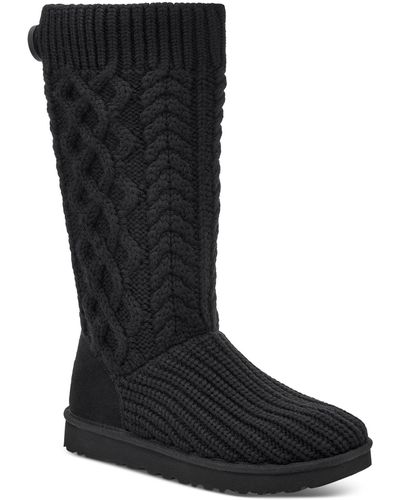 UGG Classic Cardi Cable Knit Pull-on Boots - Black