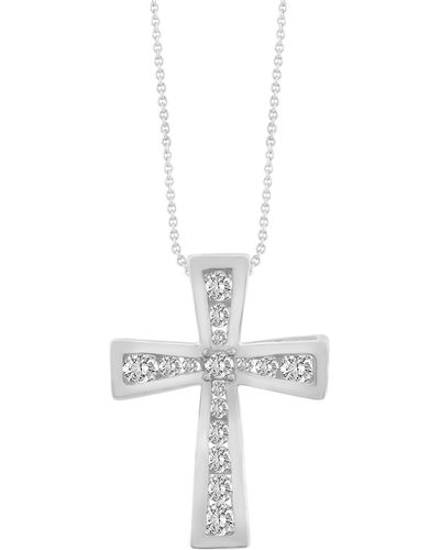 Macy's Diamond Channel-set Cross 18" Pendant Necklace (1/2 Ct. T.w. - White