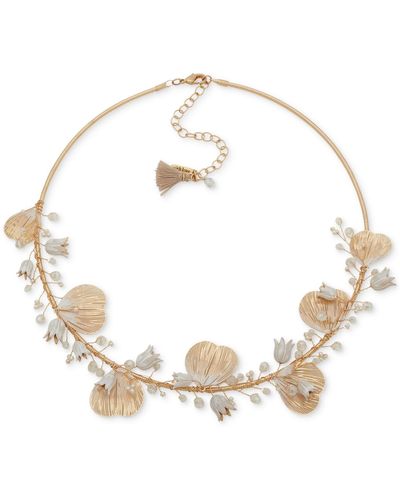 Lonna & Lilly Gold-tone Bead & Flower Statement Necklace - Metallic