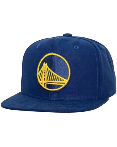 Mitchell & Ness Mitchell Ness Golden State Warriors Sweet Suede Snapback Hat - Blue