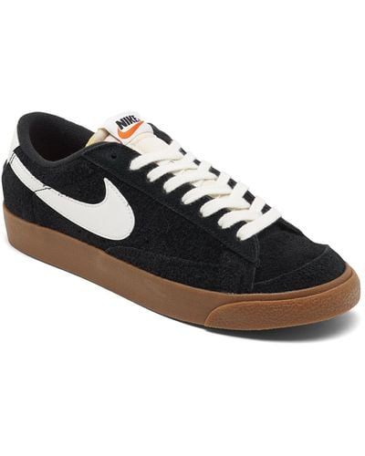 Nike Blazer Low '77 Vintage Suede Casual Sneakers From Finish Line - Black